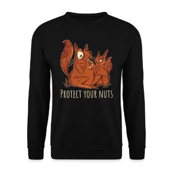 Squirrel Rodent Protect Your Nuts - Unisex Sweatshirt - black - Front - Alina (178cm) & Michal (187cm)