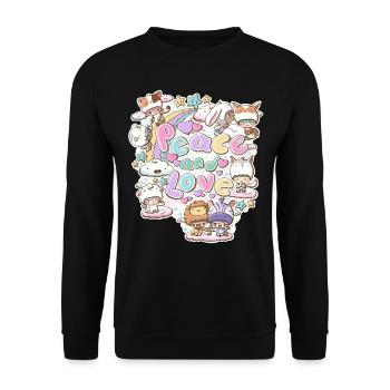 Peace and love preditors and prey in kawaii style - Unisex Sweatshirt - black - Front - Alina (178cm) & Michal (187cm)