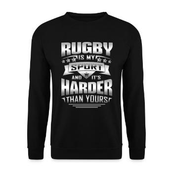Rugby Is My Sports And It's Harder Than Yours - Unisex Pullover - Schwarz - Vorne - Alina (178cm) & Michal (187cm)