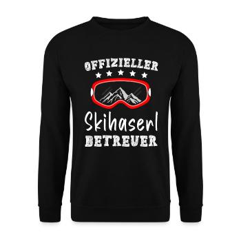 Offizieller Skihaserl Betreuer Skibunny Apres Ski - Unisex Pullover - Schwarz - Vorne - Alina (178cm) & Michal (187cm)