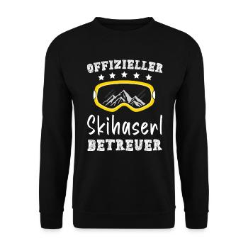 Offizieller Skihaserl Betreuer Skibunny Apres Ski - Unisex Pullover - Schwarz - Vorne - Alina (178cm) & Michal (187cm)