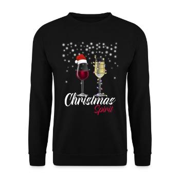 Christmas Spirit Christmas Red Wine - Unisex Sweatshirt - black - Front - Alina (178cm) & Michal (187cm)