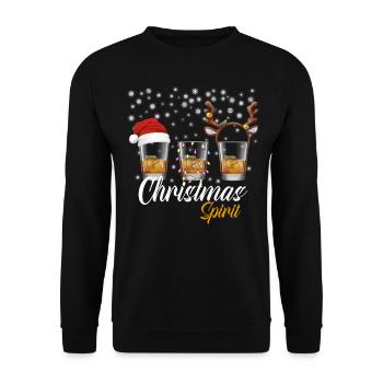 Christmas Spirit Weihnachten Whisky Malt Shots - Unisex Pullover - Schwarz - Vorne - Alina (178cm) & Michal (187cm)