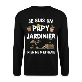 Je Suis un papy jardinier rien ne m'effraie - Sweat-shirt Unisexe - noir - Devant - Alina (178cm) & Michal (187cm)