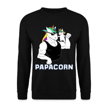 Dad Unicorn Humor Papcorn Gift Father's Day - Unisex Sweatshirt - black - Front - Alina (178cm) & Michal (187cm)