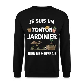 Tonton jardinier rien ne m'effraie Cadeau Humour - Sweat-shirt Unisexe - noir - Devant - Alina (178cm) & Michal (187cm)