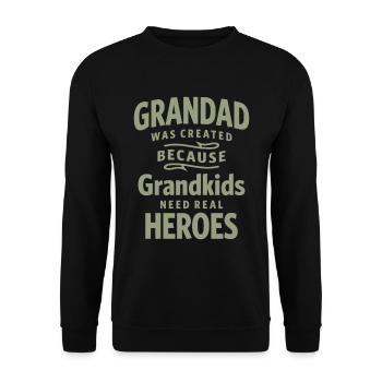 Grandad - Real Heroes for Grandkids - Father's Day - Unisex Sweatshirt - black - Front - Alina (178cm) & Michal (187cm)