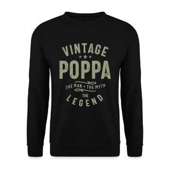 Vintage Poppa - The Man, The Myth, The Legend - Unisex Sweatshirt - black - Front - Alina (178cm) & Michal (187cm)
