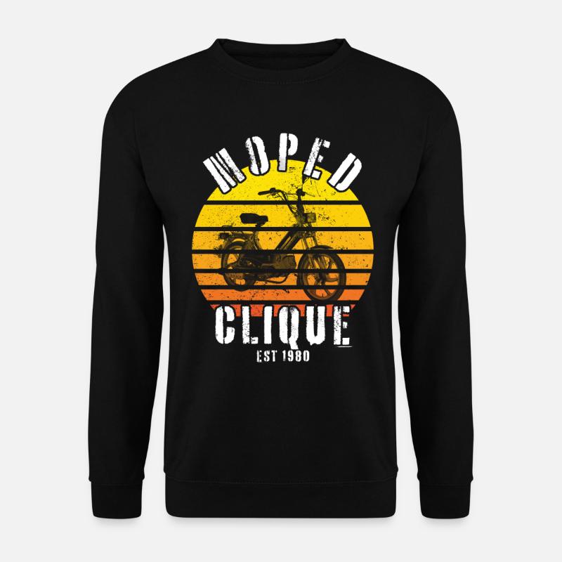 Moped Clique Roller Mokick Zweirad Fahrer 1980 - Unisex Pullover - Schwarz