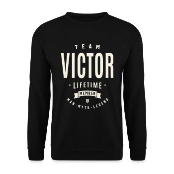 Team Victor Lifetime Member - Unisex Sweatshirt - black - Front - Alina (178cm) & Michal (187cm)