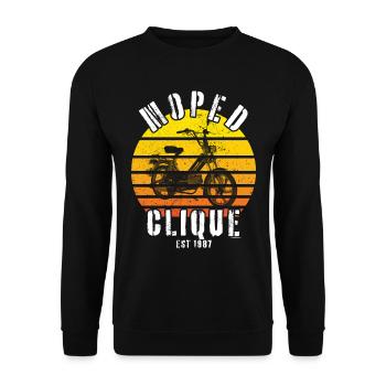 Moped Clique Scooter Mokick Two-Wheeler Driver 1987 - Unisex Sweatshirt - black - Front - Alina (178cm) & Michal (187cm)