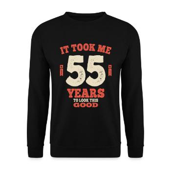55 Years - It Took Me 55 Years To Look This Good - Unisex Sweatshirt - black - Front - Alina (178cm) & Michal (187cm)