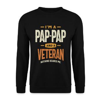 Pap-Pap Veteran - Fearless Dad and Grandpa - Unisex Sweatshirt - black - Front - Alina (178cm) & Michal (187cm)