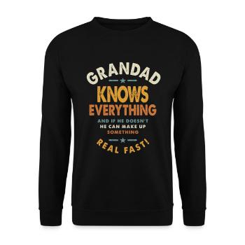 Grandad Knows Everything - Dad & Grandpa - Unisex Sweatshirt - black - Front - Alina (178cm) & Michal (187cm)