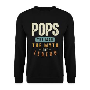 Pops The Man The Myth The Legend - fDad & Grandpa - Unisex Sweatshirt - black - Front - Alina (178cm) & Michal (187cm)