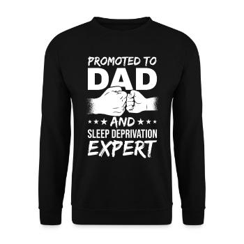 Promoted to Dad Father's Day Dad Father Gift - Unisex Sweatshirt - black - Front - Alina (178cm) & Michal (187cm)