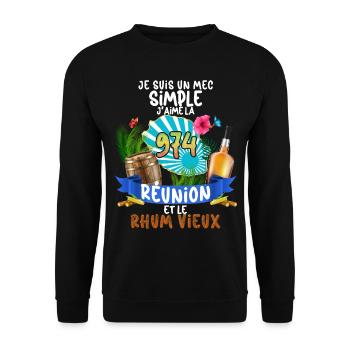 Cadeau île De La Réunion Et Rhum Vieux Homme 974 - Sweat-shirt Unisexe - noir - Devant - Alina (178cm) & Michal (187cm)