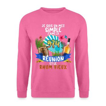 Cadeau île De La Réunion Et Rhum Vieux Homme 974 - Sweat-shirt Unisexe - rose - Devant