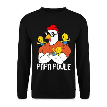 Papa Poule Et Poussins Homme Fête des Pères - Sweat-shirt Unisexe - noir - Devant - Alina (178cm) & Michal (187cm)