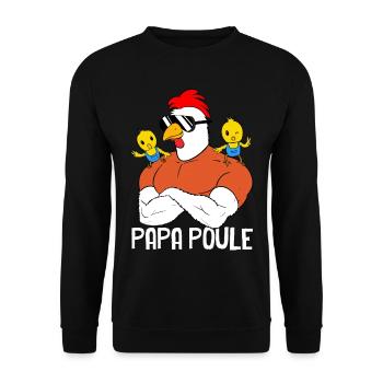 Papa Poule Et Poussins Super Cadeau Papa Drôle - Sweat-shirt Unisexe - noir - Devant - Alina (178cm) & Michal (187cm)