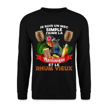 La Martinique Rhum Vieux Madras Vacances Homme - Sweat-shirt Unisexe - noir - Devant - Alina (178cm) & Michal (187cm)
