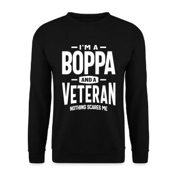 Fearless Boppa - Veteran and Proud - Unisex Sweatshirt - black - Front - Alina (178cm) & Michal (187cm)