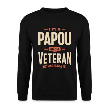 Fearless Papou - Veteran and Proud - Unisex Sweatshirt - black - Front - Alina (178cm) & Michal (187cm)