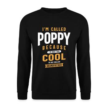Poppy: Too Cool for Grandfather - Father's Day - Unisex Sweatshirt - black - Front - Alina (178cm) & Michal (187cm)