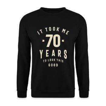 70 Years of Timeless Style - 70th Birthday - Unisex Sweatshirt - black - Front - Alina (178cm) & Michal (187cm)
