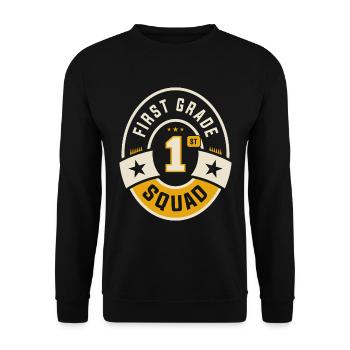 Erstes Kaderteam der 1. Klasse zurück in die Schule - Unisex Pullover - Schwarz - Vorne - Alina (178cm) & Michal (187cm)