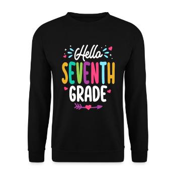 Hello Seventh Grade Back To School Teacher Student - Unisex Sweatshirt - black - Front - Alina (178cm) & Michal (187cm)