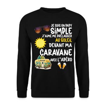 Caravane Papy Et Apéro Cadeau Homme - Sweat-shirt Unisexe - noir - Devant - Alina (178cm) & Michal (187cm)