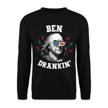 Benjamin Franklin 4th Of July Men American Flag - Unisex Sweatshirt - black - Front - Alina (178cm) & Michal (187cm)