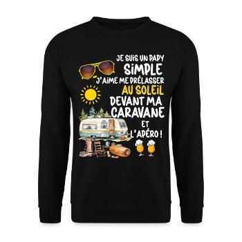 La Caravane De Mon Papy Il L'Aime Bien - Sweat-shirt Unisexe - noir - Devant - Alina (178cm) & Michal (187cm)