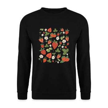 Obst Vegan Vegetarisch Früchte Erdbeeren - Unisex Pullover - Schwarz - Vorne - Alina (178cm) & Michal (187cm)