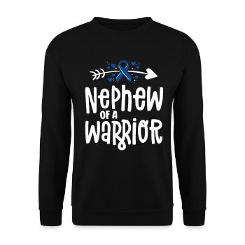 Neffe eines Krieger-Support-Teams Darmkrebs - Unisex Pullover - Schwarz - Vorne - Alina (178cm) & Michal (187cm)