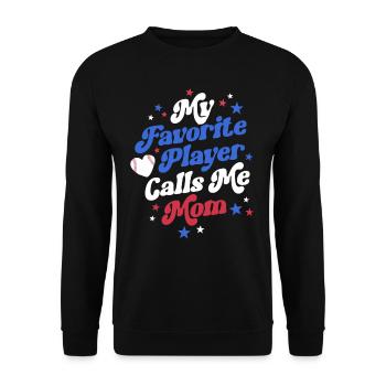 Baseball Mama Mutter Retro Mein Lieblingsspieler - Unisex Pullover - Schwarz - Vorne - Alina (178cm) & Michal (187cm)