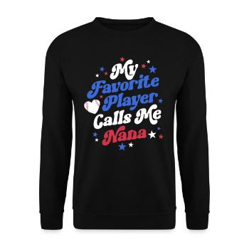 Baseball Nana Retro Grand-mère Ma joueuse préférée - Sweat-shirt Unisexe - noir - Devant - Alina (178cm) & Michal (187cm)