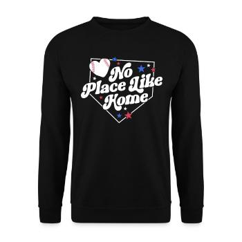 Kein Ort wie zu Hause Baseball Shirt Retro Baseball - Unisex Pullover - Schwarz - Vorne - Alina (178cm) & Michal (187cm)
