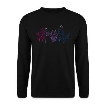 Bisexuell Wildflower Pride Month LGBT Subtil Bi - Unisex Pullover - Schwarz - Vorne - Alina (178cm) & Michal (187cm)