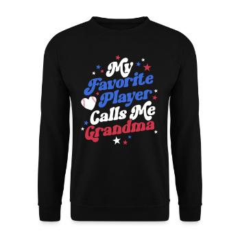 Mein Lieblingsspieler nennt mich Oma Retro - Unisex Pullover - Schwarz - Vorne - Alina (178cm) & Michal (187cm)