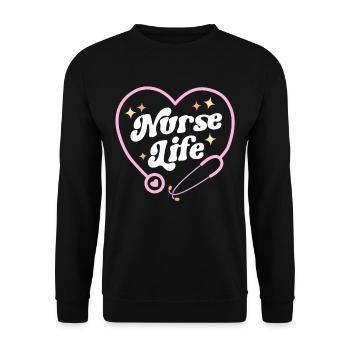 Krankenschwester Leben Retro Vintage Krankenpflege Frauen Krankenschwester Woche - Unisex Pullover - Schwarz - Vorne - Alina (178cm) & Michal (187cm)