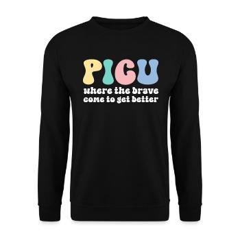 Infirmière de l’USIP Rétro Peds Infirmière Pédiatrique Intensive - Sweat-shirt Unisexe - noir - Devant - Alina (178cm) & Michal (187cm)