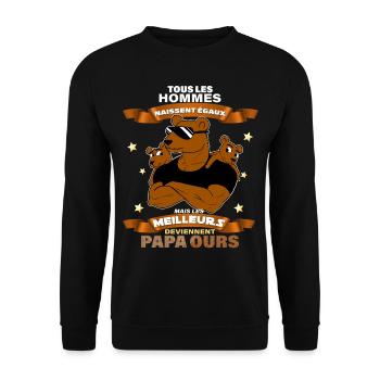 Papa Ours Et Ses Oursons Cadeau Homme - Sweat-shirt Unisexe - noir - Devant - Alina (178cm) & Michal (187cm)
