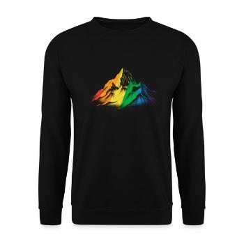 Subtiler Pride Month Rainbow Mountain Wandern - Unisex Pullover - Schwarz - Vorne - Alina (178cm) & Michal (187cm)
