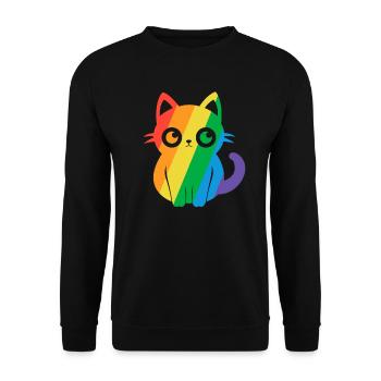 Pride Cat Gay Kawaii Anime LGBT Regenbogen Flagge - Unisex Pullover - Schwarz - Vorne - Alina (178cm) & Michal (187cm)
