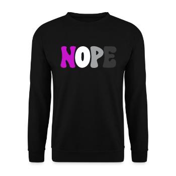 Nope Asexuality Pride Month Ace Aromantic Aro - Unisex Pullover - Schwarz - Vorne - Alina (178cm) & Michal (187cm)
