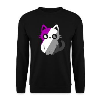 Niedliche Ace Cat Asexual Pride Month Niedliche Kawaii LGBT - Unisex Pullover - Schwarz - Vorne - Alina (178cm) & Michal (187cm)