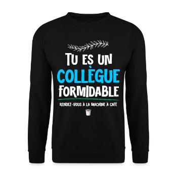 Citation Collègue Sympa Cadeau Homme - Sweat-shirt Unisexe - noir - Devant - Alina (178cm) & Michal (187cm)