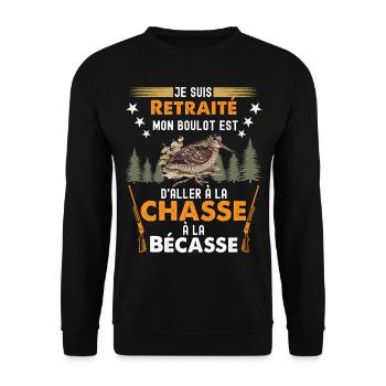 Retraité Chasseur de bécasse Humour Chasse Gibiers - Sweat-shirt Unisexe - noir - Devant - Alina (178cm) & Michal (187cm)